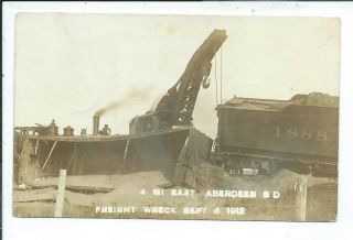 Aberdeen Sd South Dakota Rppc Postcard Freight Train Wreck Sept 6 1912