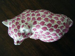 KOCSIS HUNGARY Porcelain Bear Figurine Pink Hearts hand painted 2