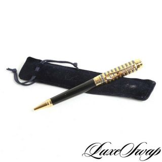 Lnwob Roberto Cavalli Decadent Black Gold Studded Lacquer Rollerball Pen Wow Nr