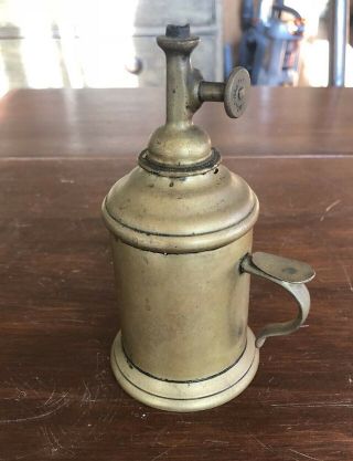 Antique Signed A.  Rollet,  Villefranche Brass Oil Lamp,  Made In France