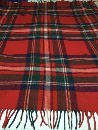 Vintage All Wool Blanket Robe Throw William Ayres & Sons Red Plaid 60x53 5a