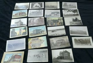 1900 Antique Vintage Real Photo Postcards Railway Farm Post Office Tugboat Sask