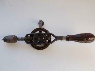 Antique Millers Falls Hand Drill 1896 Handle Bit Storage Metal Wheel Side Handle