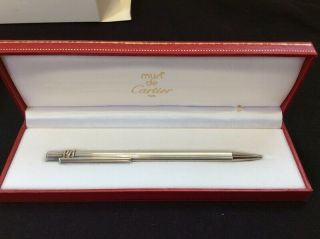 Cartier Ballpoint Pen Must De Cartier Authentic Silver Plated With Brand Box