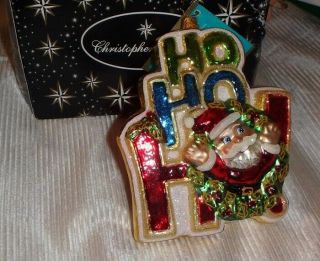 Christopher Radko Glass Ornament Holly Hos Santa Peeking Through 2006 Euc
