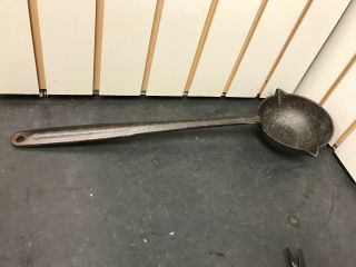 Vintage Cast Iron Ladle Campfire Cooking Scoop Spoon 2 Spouted 19 5/8 " Long Camp