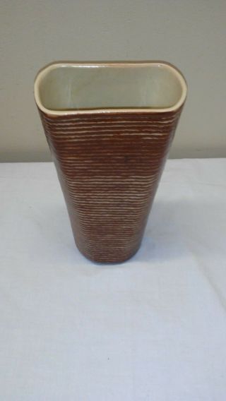 Vintage Shawnee Usa 879 Pottery Ceramic Vase Brown Rope Look 9 "