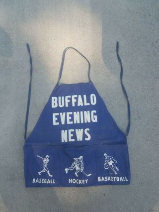 Vtg Buffalo Evening News Blue Apron Smock Baseball Hockey Basketball Pockets