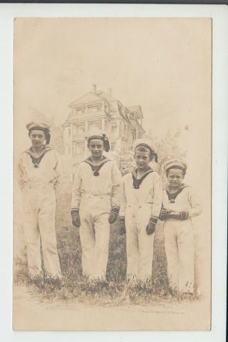 The Princes Wilhelm,  Louis,  Hubertus & Friedrich Of Prussia - Rare Photo