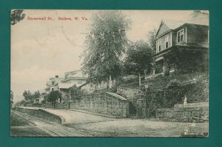 Sutton,  Braxton County,  Wv Postcard View Of Stonewall St,  Old Houses,  1917