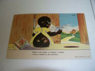 Vintage Antique Postcard Black Americana Comic Curteich Chocolate Drop 245