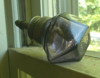 ANTIQUE AMETHYST GLASS JEWELER ' S ALCOHOL LAMP OVER 100 YRS OLD WITH BURNER & CAP 4