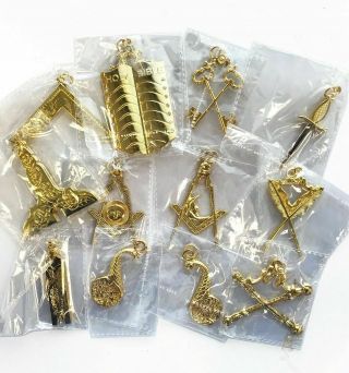 Masonic Blue Lodge Officer Collar Jewels Set Of 12 (gold) - - 3151