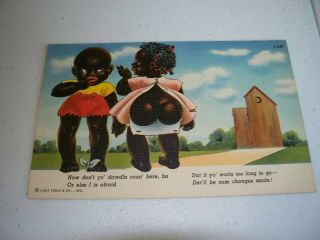 Vintage Antique Postcard Early Black Americana Comic Curteich Chocolate Drop 246