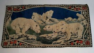 Vintage Polar Bear Velvet Tapestry 37 " X 19 "