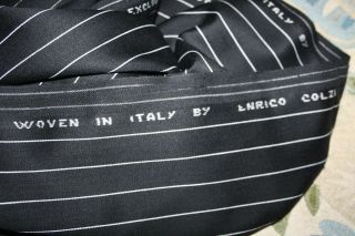 Italian 100 Wool Satin Fabric Black Pin Stripes 5,  Yards Top Shelf Exquisite