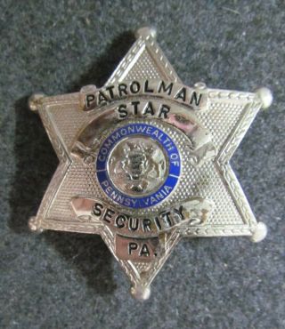 Historical Patrolman Security Star,  Pennsylvania W/ Central Commonwealth Seal