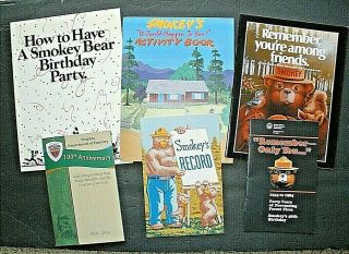 6 Smokey Bear Booklets,  Each Different - - 1965,  1984 (2),  1990,  2001,  2014