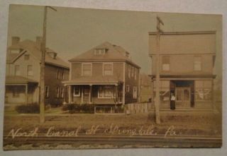 Rppc Real Photo Postcard Of H.  A.  Frey Store North Canal St.  Springdale,  Pa.