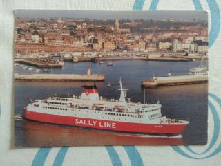 Picture Postcard Of Old Sally Line Ferry Leaving Ramsgate