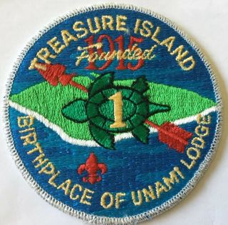 Unami Lodge Founded At Treasure Island Camp Silver Mylar Oa Patch