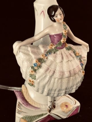 Rare 1920s Figurine Woman Porcelain Lamp Germany,  Wax Cover All Electrical