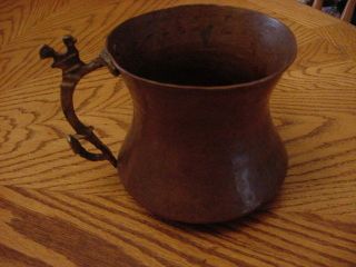 Beautifulold Antique Hammered Copper Mug With Chicken Handle
