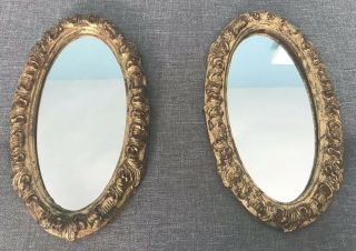 Set Of 2 Vintage Florentia Mirrors Handmade In Italy Oval Gilded