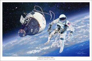 Ed White Gemini Iv Space Walk Art Print - 16 " X 24 "