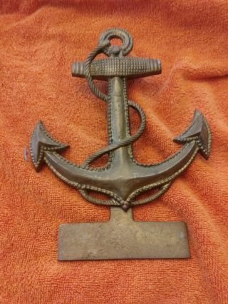 Vtg Brass Anchor & Rope Door Knocker Nautical Decor Navy