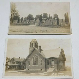 Rppc Masontown West Virginia M.  E.  Church And Cemetery Photo Postcards