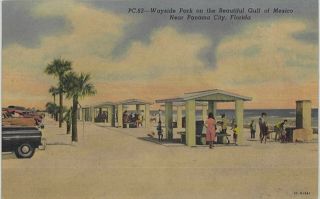 C1940s/1956 Wayside Park On Gulf Of Mexico Panama City Florida Fl Postcard View