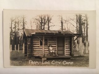Postcard - Rppc,  Log City Camp,  Carthage,  Mo Missouri 1934