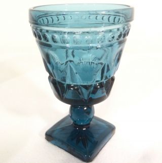 Vintage Colony Glass Teal Blue Park Lane Six Goblets 5