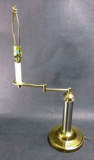 Vintage Alsy 27 " Brass Swing Arm Table Lamp 3 Way Switch