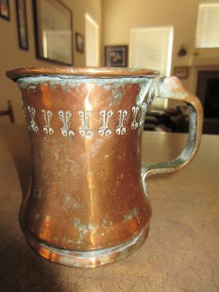 Vintage Copper Hand Wrought Cup Tankard Mug Fireplace Match Sage Holder