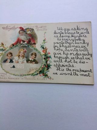 Antique Advertising Postcard.  Huyler’s Chocolates.  Santa Claus