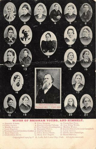 Wives Of Brigham Young 1903 Postcard Mormon Salt Lake City Utah