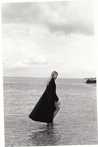 Photograph Sexy Young Woman In Long Jacket Standing In Water