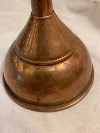 Antique Vintage Hand Made Copper Funnel With Stopper Brass Mesh Screen 5