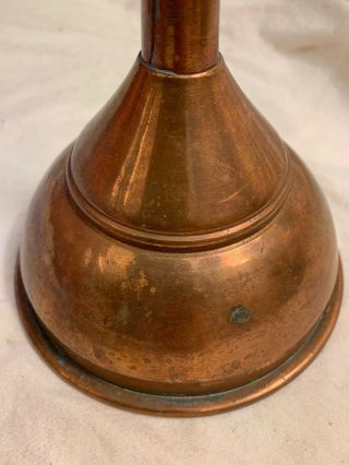 Antique Vintage Hand Made Copper Funnel With Stopper Brass Mesh Screen 6