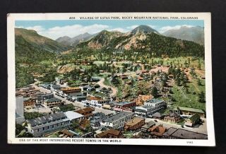 Vintage Postmarked 1938 Village Of Estes Park Colorado Postcard