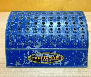 Antique Vintage Craftsman Tools Blue Metal Drill Bit Stand Holder Index