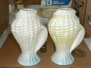 Vintage Iridescent Seashell Vases 5 1/2 Inches
