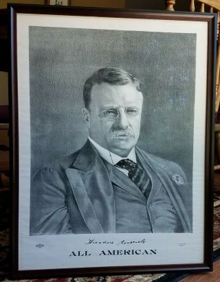 Large 29 " X23 " Framed Theodore Roosevelt Progressive Campaign Poster 1912