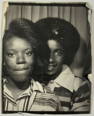 Wallet Treasures African American Afro Couple Photobooth Vintage Photo Snapshot