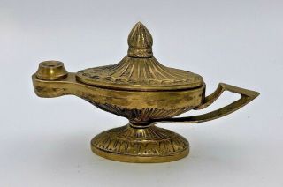 Vintage Brass Aladdin Lamp Incense Burner Arabian Nights Magic Genie Patina