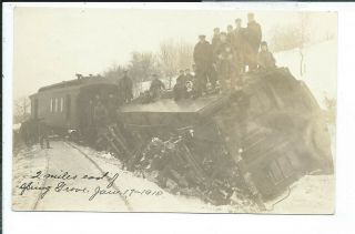 Spring Grove Mn Minnesota Rppc Postcard Train Wreck Jan 17 1910