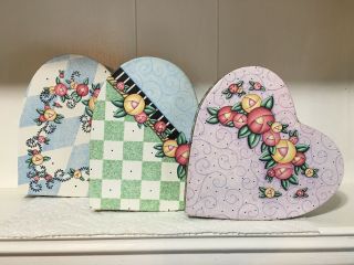 Mary Engelbreit Heart Flowers - Set Of 3 Nesting Boxes 1998