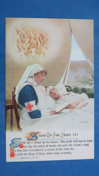 Ww1 Bamforth Song Postcard 1914 Stand Up For Jesus Red Cross Nurse No 4966/4